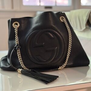 Gucci Soho Black Large Leather Chain Bag